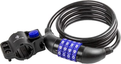 Spiraalkabelslot met Cijfercode voor Fiets, Zwart, 150 cm