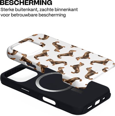 Casetastic Hoesje Geschikt voor Apple iPhone 16 Pro Magsafe - Stijlvolle Beschermende Duo-layer Case - Teckel Twister