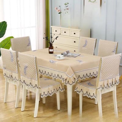 Kant Effen Kleur Stoelhoes Europese Stijl Eettafel en Krukhoes Huishoudelijke Eettafelkleed, Stoel Rugleuningdoek Chair 1 cover 1 back