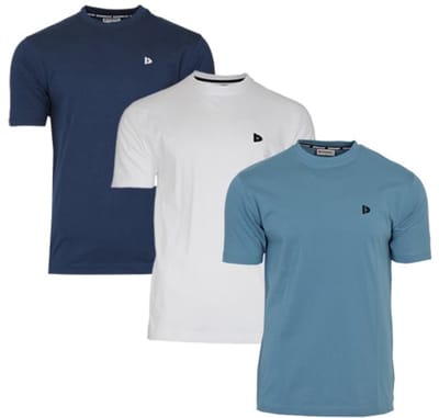 3-Pack Donnay - T-shirt (Vince) - Sportshirt - Heren - Navy/White/Light Denim Blue (755) - maat S