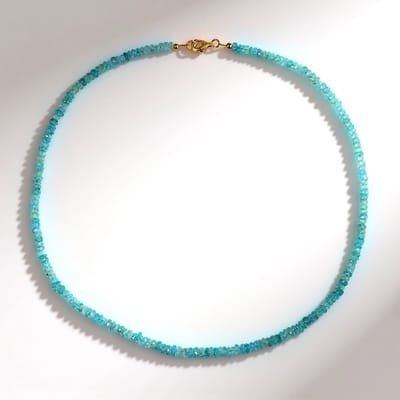 Cavill - Zilveren Halsketting - 925 Sterling Zilver Verguld - Blauwe Apatiet Fancy Kralen - 73,856 ct - Verstelbaar - Natuurlijke Edelsteen Ketting