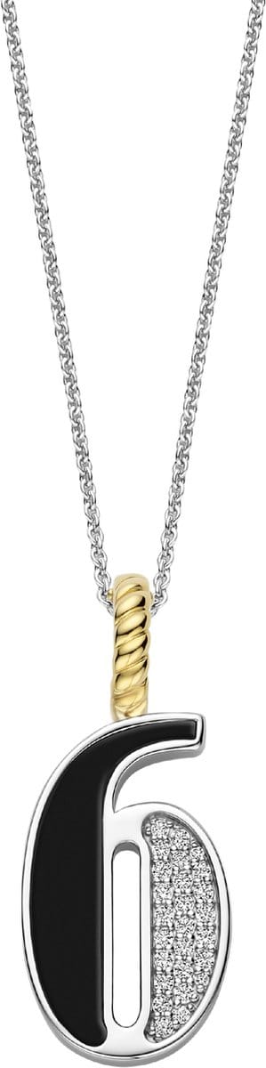 TI SENTO Dames Hanger - 925 zilver - Cijfer 6 - Zwart - 6841BL_6