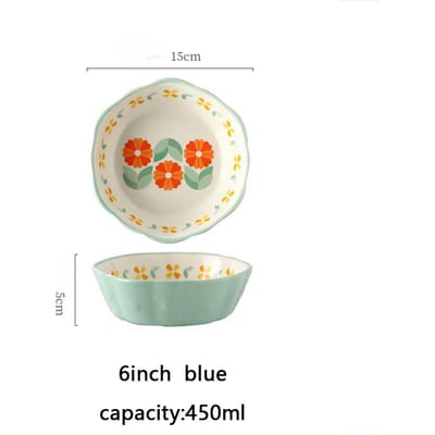 Bol à salade en céramique résistant à la chaleur avec bords ondulés, bol à dessert, plat à fruits de cuisine, four à micro-ondes, sécurité au four 6 pouces beige