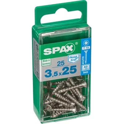 Spax Spaanplaatschroef T-star Rvs A2 Verzonken Kop Torx T15 - 3,5x25mm - 25 Stuks