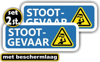 Jerma - Pas op - Stoot je hoofd niet – Stickers - 2 st – 10x26.5 cm - Zelfklevend - krasbestendig