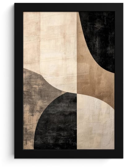 Poster in lijst - Fotolijst 20x30 cm - Posters - Abstract - Vlakken - Zwart - Rond - Posterlijst zwart - Decoratie - Wanddecoratie woonkamer - Muurdecoratie slaapkamer