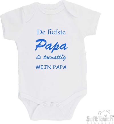 100% katoenen Romper "De liefste papa is toevallig mijn papa" Jongens Katoen Wit/blauw Maat 62/68