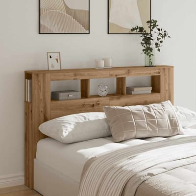 vidaXL - Hoofdeinde - met - LED - 160x18,5x103,5 - cm - hout - artisanaal - eikenkleur