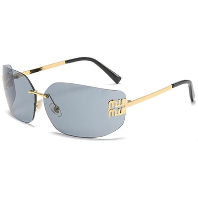 Luxe Metalen Dames Randloze Zonnebril Vintage Hoge Kwaliteit Decoratieve Zonnebril Reizen Bergbeklimmen Grote Montuur Zonnebril