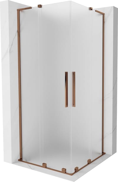 Mexen Velar L Duo schuifdouchecabine 80 x 80 , ijs, roze goud - 871-080-080-02-33-60