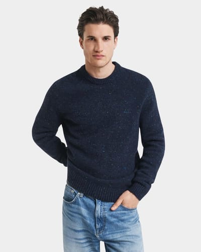 Gant Pullover Blauw Wool blend Neps C-neck 8040230/433