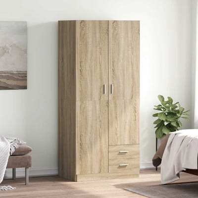 vidaXL - Kledingkast - 80x52x180 - cm - bewerkt - hout - sonoma - eikenkleurig
