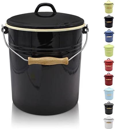 Vuilnisemmer met deksel en emaille coating - duurzaam en veelzijdig (10 liter)