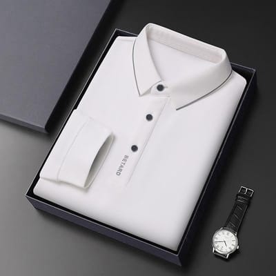 Eenvoudig heren poloshirt met lange mouwen Lente en herfst Nieuw Casual polokraag herenshirt Trendy alles-match T-shirt heren XXXXL
