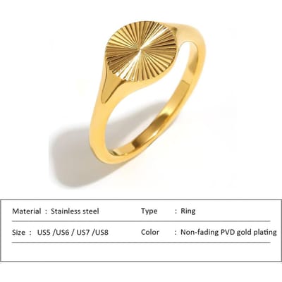 Anneaux Ondulés de Haute Qualité pour Femmes Minimalistes Délicats Texture Rayons Anneau Cercle Acier Inoxydable Sceau Anneau Dôme Épais Bijoux 7