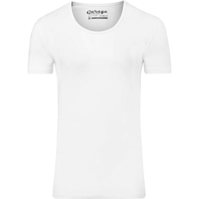 Garage 205 - Bodyfit T-shirt diepe ronde hals korte mouw wit S 95% katoen 5% elastan