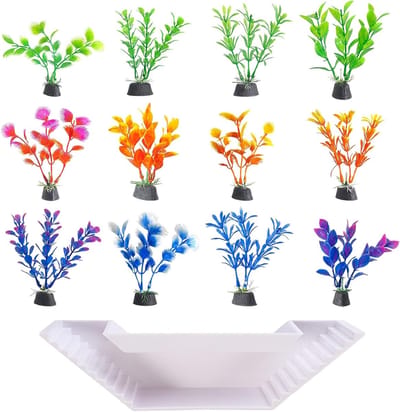 SnelShoppen - Ondergrondse Aquariumtunnel met 12 Stuks Aquariumdecoratie, Kunstmatige Waterplanten, Visvriendelijk, Plastic Planten, Natuurlijke Uiter