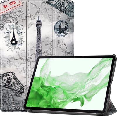 Hoesje Geschikt voor Samsung Galaxy Tab S8 - Dun & Stevig - Trifold Bookcase - Hard Cover - Hardcover Book Case - Tablet Hoes - Eiffeltoren