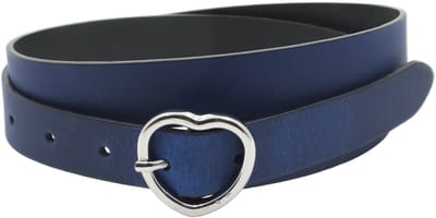 Dames riem blauw - Smalle leren riem 2,5cm met zilverkleurige gesp - Leer - Smalle riem - Basic - Maat 85