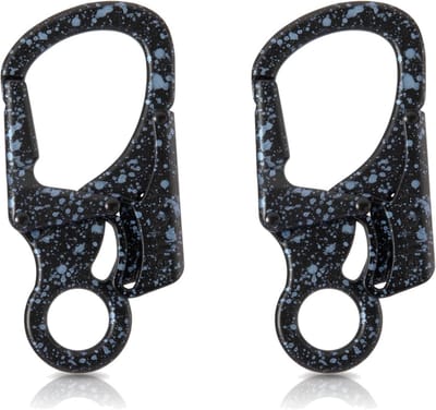 Karabiner Sleutelclip - Sleutelhanger Clip - Outdoor Bevestiging - Dubbele Vergrendeling - 7.9 cm - Zwart Blauw