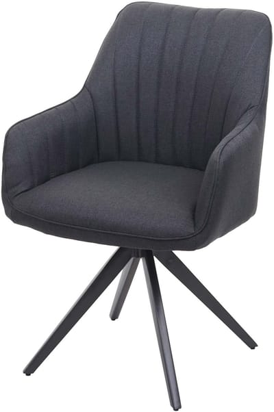 Eetkamerstoel MCW-H73, keukenstoel fauteuil, retro staal stof/textiel ~ donkergrijs