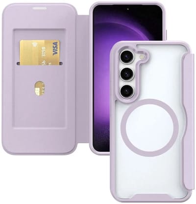 Portemonnee Hoesje Geschikt voor Samsung Galaxy S24 | Compatibel met MagSafe | Wallet Book Case met Magneet | Beschermhoes met Pasjeshouder | Paars