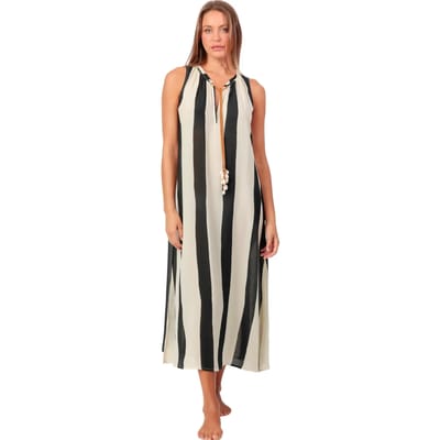 Lange Jurk Admas Zomerse maxi jurk Waves White And Black