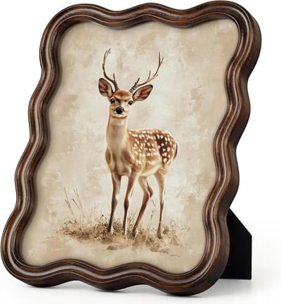 JGS Premium - Fotolijst 20 x 25 cm vintage hout walnoot - Golvende lijst voor decoratie - Familie vriend verjaardag geschenken