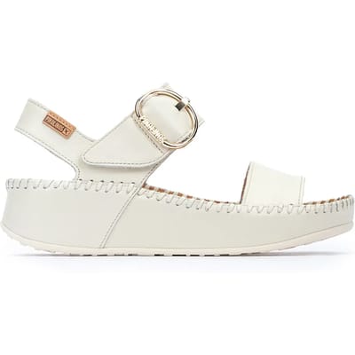 Pikolinos Witte leren sandalen Marina - Spronghoogte 5cm