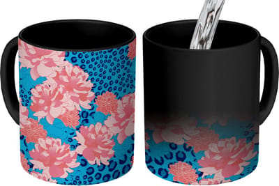 Magische Mok - Foto op Warmte Mokken - Koffiemok - Patronen - Jungle - Bloem - Luipaard print - Magic Mok - Beker - 350 ML - Theemok