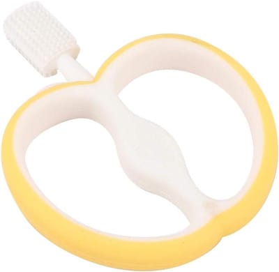 Baby Tandenborstel - Siliconen Borstel - Baby Mondverzorging - Dubbelzijdig Hoofd - 13 x 10 x 4 cm - Geel