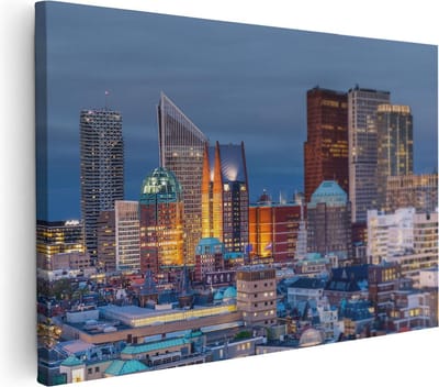 Artaza Canvas Schilderij Stad - 30x20 cm - Klein - Wanddecoratie Skyline - Muurdecoratie Woonkamer - Kamer Accessoires
