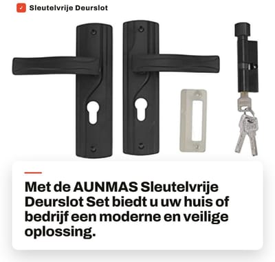 Dailygoods- Deurslot met sleutel - Deurhandle/Slotset - Buitendeur - Vergrendeling - Manganese staal - Zwart - Deurslotset