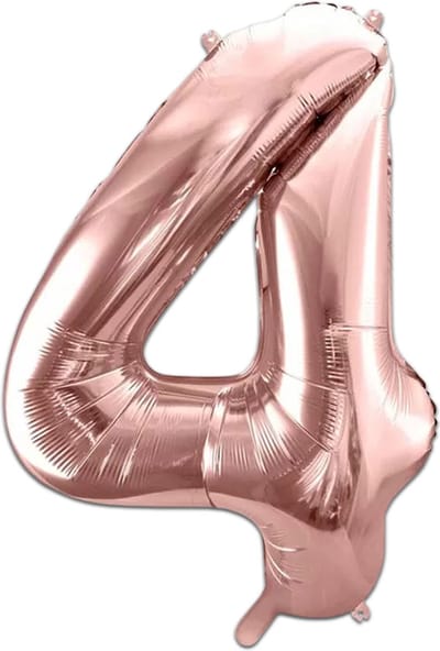 LUQ - Cijfer Ballonnen - Cijfer Ballon 4 Jaar Rose Goud XL Groot - Helium Verjaardag Versiering Feestversiering Folieballon