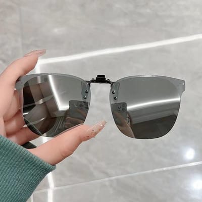 Heren Clip-on Zonnebril Gepolariseerd Flip-up Bril Dames Verloop Fotochromatisch Anti UV400 Zonnebril Nachtzicht Bril Polarized gray