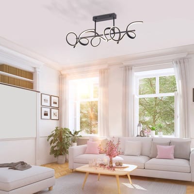 JUST LIGHT. GmbH LED plafondlamp Curls, zwart, metaal, 82 cm lang, dimbaar