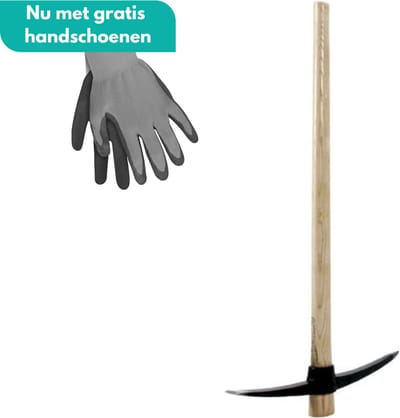 Tuilana ® - Pikhouweel - Hakbijl - Grondbikkel - Grondhak - Landhak - Steel 90 cm - Compleet - Nu met GRATIS handschoenen