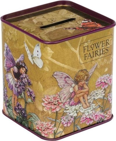 Spaarpot Flower Fairy - 7,7 x 7,7 x 9,2 cm - Blik