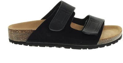 Zwarte Suede Slippers Velcro Bionatura maat 35