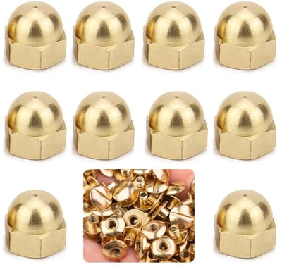 10 Stuks M10 Messing Koepelmoeren, Zeskantige Moeren voor Machines, Voertuigen en Bandenbevestiging