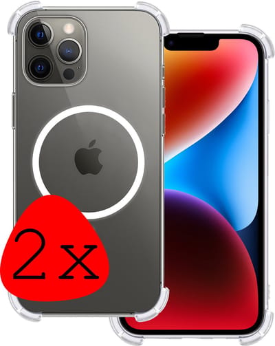 Hoesje 2 Stuks - Geschikt voor Apple iPhone 14 Pro - Magsafe Compatible - Sterk & Shockproof - Back Cover - Shock Proof Case - Telefoon Hoes - Transparant