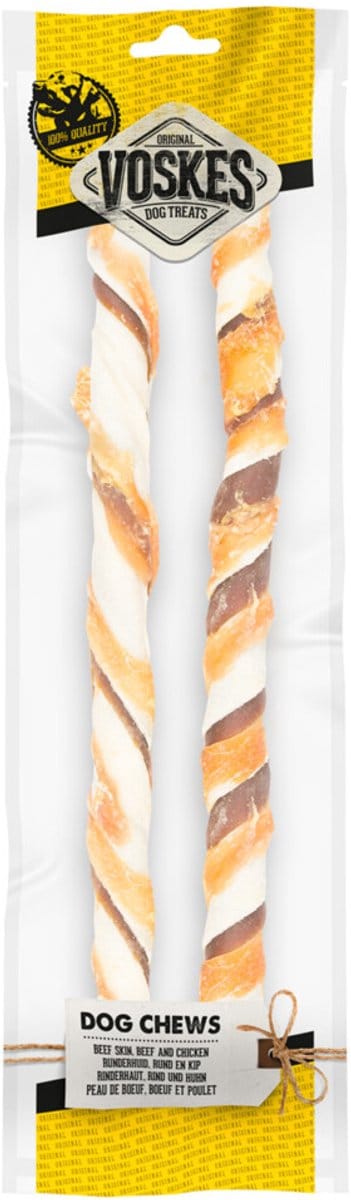 Voskes Hondensnack Stick Runderhuid, Rund en Kip 40 cm - 20 x 2 stuks - Voordeelverpakking