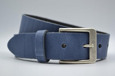 4cm brede blauwe echt lederen jeans riem maat 85