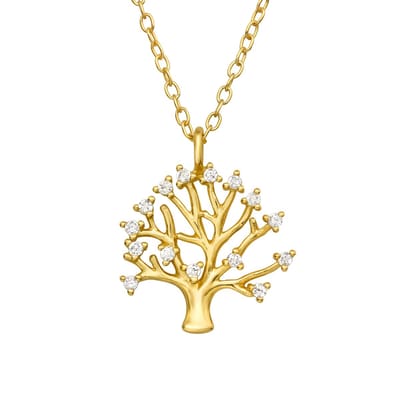 Montebello Ketting Mina - 925 Zilver Verguld - Levensboom - Ø13mm - 45cm