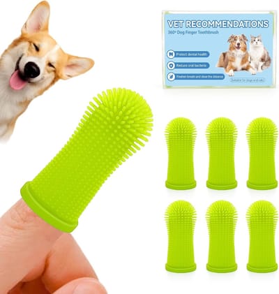Honden- en Katten Tandenborstel Set, 360º Tandreiniging voor Dieren, Siliconen Vingerborstel voor Gezonde Tanden