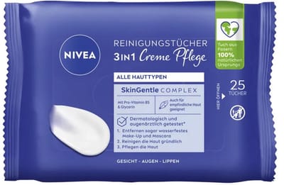 NIVEA Crème Care 3-in-1 Reinigingsdoekjes – 25 Stuks – Voor Alle Huidtypen