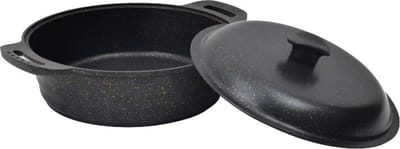 Granieten pan met deksel (28 cm)