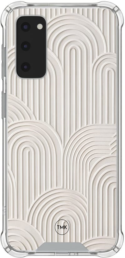 Shockproof hoesje geschikt voor Samsung Galaxy S20 FE - Sand curves - Schokbestendig - Verhoogde randen - TPU case - Extra Sterke Back Cover - Geometrisch patroon - Transparant, Beige