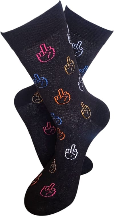 Middelvinger - Opkikker - Grappige sokken - Valentijns cadeau - Verjaardag cadeau - Sint cadeau - Leuke sokken - Aparte sokken - Vrolijke sokken - LuckyDay Socks - Grappige cadeau - Kerstsokken - Vaderdag - Moederdag - Socks maken Happy - Maat 36-41