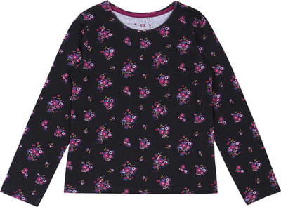 Zwarte blouse met kleine bloemetjes